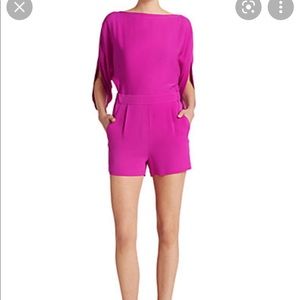 DVF Magenta Soleil Open Back Romper Sz 10